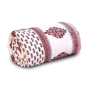 Pure Cotton Jaipuri Hand Block Cotton Double Bed Comforter - Brown