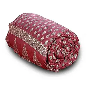 Stylish Jaipuri Print Cotton Double Bed Comforter - Maroon