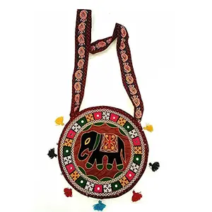 Little India Sindhi Embroidery Pitcher Design Shoulder Bag 12"x12"x2"