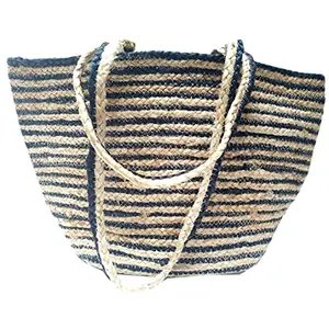 Little India Hand Knotted Jute Fibre Small Tote Bag 20"x12"x3"