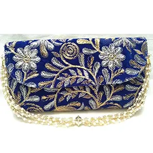 Little India Aari Tari Embroidery Velvet Hand Bag 8"x4"x1.5"