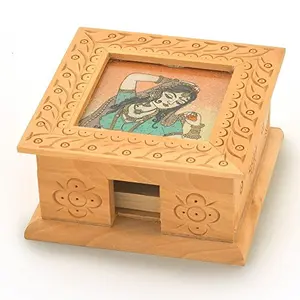 Little India Gemstone Painting Slip Pad Box Handicraft (BrownHCF120)