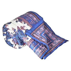 Little India Jaipuri Hand Block Print Cotton Double Bed Quilt - Multicolor (DLI3DRZ324)