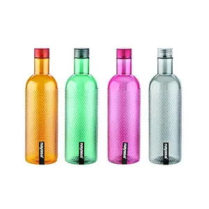 Nayasa Plastic Water Bottle 1000ml Set of 4 Multicolour