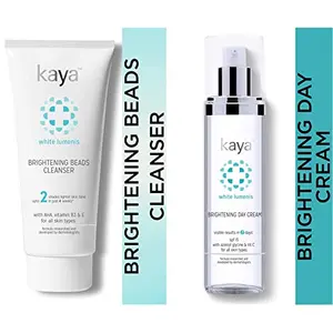 Kaya Clinic Brightening Beads Cleanser Vitamin E & B3 enriched brightening face wash 100 & Brightening Day Cream 50ml & Pigmentation Reducing Complex Night cream for tanning & pigmentation mar