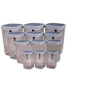 Nayasa Plastic Container - 1000ml 12 Pcs Grey