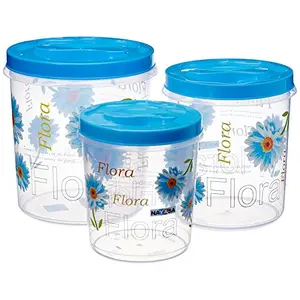 Nayasa Store-in Plastic Container 3-Pieces Blue (4.7 Liter 7.2 Liter 11.2 Liter)