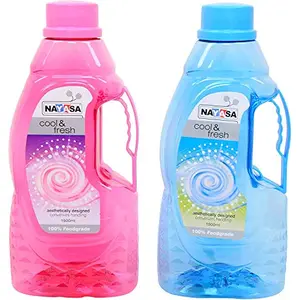 Nayasa Plastic Fontana Bottle with Handle Set of 2Pcs (1500Ml Pink)