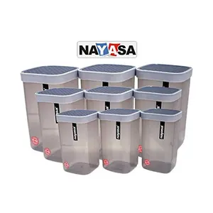 Nayasa Fusion Deluxe Plastic Grocery Container - 1500 ml 1000 ml 750 ml 550 ml 12 Pieces Grey