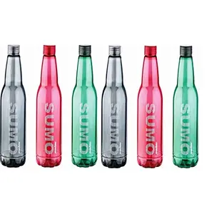 Nayasa SUPERPLSTE Sumo Water Bottle 1000 ML Set of 6 by Bansal Group (Multicolor)