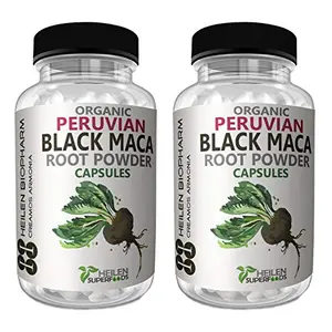 Heilen Biopharm Premium Organic Peruvian Black Maca Root Powder Capsules 500 mg X 360 Capsules (180 grams)