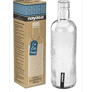 NAYASA Turtle Glass Super Glass Bottle 1 Litre by Bansal Group (Turtle Glass Bottle-3 Transparent 1000 ML)