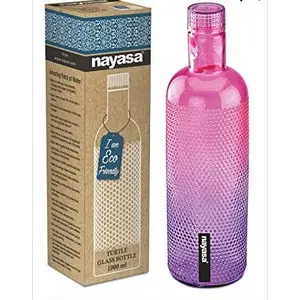 NAYASA Turtle Glass Super Glass Bottle 1 Litre by Bansal Group (Turtle Glass Bottle-2 Pink 1000 ML)