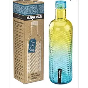 NAYASA Turtle Glass Super Glass Bottle 1 Litre by Bansal Group (Turtle Glass Bottle-1 Yellow 1000 ML)