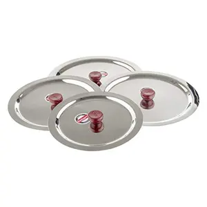 Embassy Stainless Steel Ciba Lid with Knob Sizes 15-18 Set of 4 24.4/25.9/27.4/28.4 cms