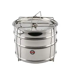 Embassy SS Cooker Separator H6.5 Suitable for 5 litres Prestige Popular and Popular Plus Outer Lid Pressure Cookers (2 Containers with Lifter Stainless Steel)