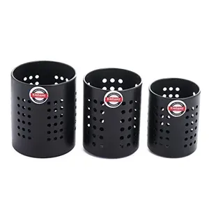 Embassy Cutlery/Stationary/Toiletry Holder Set of 3 - Sizes 1-3 (Black Colour Stainless Steel)