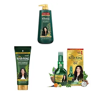 Kesh King Ayurvedic Anti Hairfall Hair oil 300ml with Kesh King Anti Hair fall Shampoo 600 ML with Kesh King Hair Conditioner 200 ML