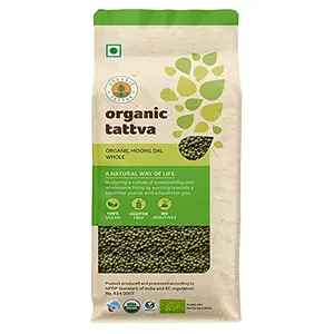 Organic Tattva Organic Green Moong Whole / Sabut Gluten Free and Unpolished Dal 1 KG