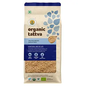 Organic Tattva Organic Brown Basmati unpolished Rice 1Kg | 100% Vegan and Gluten Free
