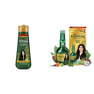 Kesh King Scalp And Hair Medicine Anti Hairfall Shampoo 200ml And Kesh King Ayurvedic Anti Hairfall Hair Oil 300ml