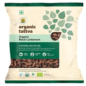 Organic Tattva Organic Whole Black Cardamom (Badi Elaichi) 50 Gram | 100% Vegan Gluten Free and NO Additives