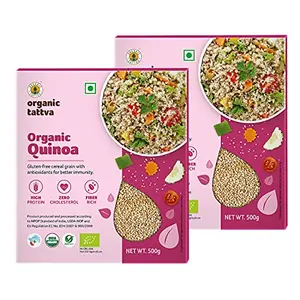 Organic Tattva- Organic Quinoa 1 KG | High in Protein Fiber Iron and Omega 3 | Gluten Free Healthy Breakfast and Diet Food