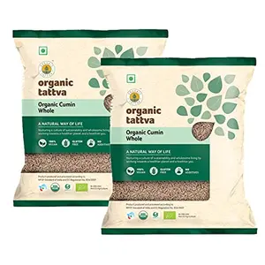 Organic Tattva Cumin (Jeera) Whole / Sabut Seeds-400 G | 100% Vegan Gluten Free and NO Additives | Fresh Clean and sorted