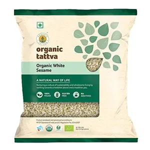 Organic Tattva 'White Sesame' Quality Til Naturally Processed Tal from Farm Picked Fresh Seeds (100 G Pouch)
