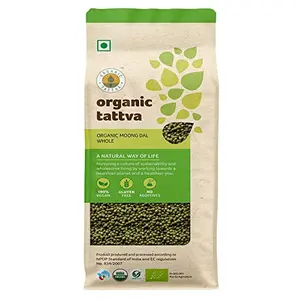 Organic Tattva Organic Green Moong Whole / Sabut Gluten Free and Unpolished Dal 500 Gram