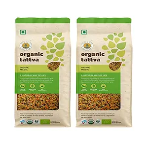 Organic Tattva Organic Mix (Panchrangi) Dal 1KG | 100% Vegan Gluten Free and Unpolished | NO Additives and NO Preservatives | 500G Each