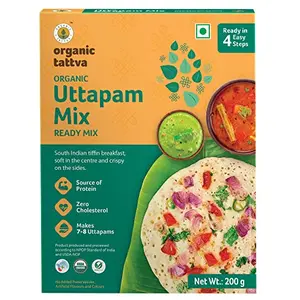 Organic Tattva Organic Instant Ready Mix Uttapam 200 gram | with Benefits of Sunflower Oil and Fenugreek | Source of Protein and No Zero Cholesterol