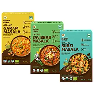 Organic Tattva Masala Pack (Sabji Masala Pav Bhaji and Garam Masala) - 300 Gram | Rich in Flavor Dry Roasted