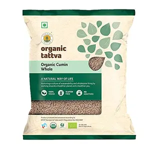 Organic Tattva Cumin (Jeera) Whole / Sabut Seeds 200 G | 100% Vegan Gluten Free and NO Additives | Fresh Clean and sorted