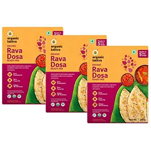 Organic Tattva ï¿½ Organic Rava Dosa Instant Ready Mix 600 Gram | Benefits of Rock Salt and Cumin Seeds | Low in Carbs and Calories | Ready in 5 Easy Steps | 200 gram Each