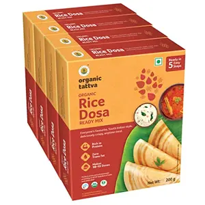 Organic Tattva Organic Rice Dosa Ready Mix 800 Gram | Rich in Protein NO Cholesterol and NO Trans-Fat | with Benefits of Rock Salt and Fenugreek Seeds | Ready in 5 Easy Steps