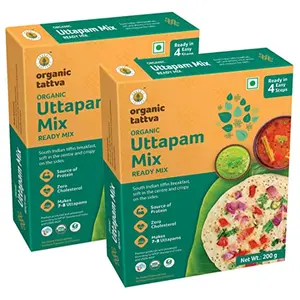 Organic Tattva Organic Instant Ready Mix Uttapam 400 gram | with Benefits of Sunflower Oil and Fenugreek | Source of Protein and No Zero Cholesterol