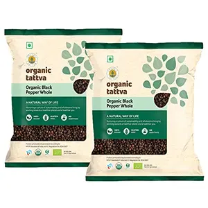Organic Tattva Organic Black Pepper (Kali Mirch) Whole / Sabut- 200 Gram | 100% Vegan Gluten Free and No Additives