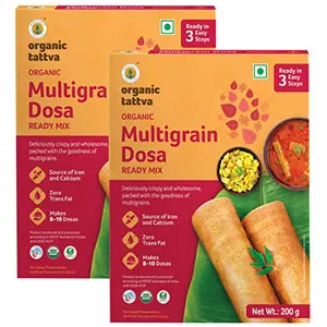 Organic Tattva Organic Instant Ready Mix Multigrain Dosa 400 Gram | Rich Source of Iron and Calcium | Healthy Breakfast Protein Rich Gluten Free Diet Foods Weight Loss | Ready in 3 Easy Steps