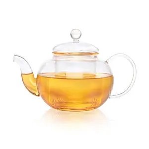 Dancing Leaf Clasico Glass Tea Pot with Removable Glass Infuser & Matching Lid | Heat Resistant Borosilicate Glass | Perfect for Brewing Loose Tea | Serves 6 Cups | Capacity - 1100 ml