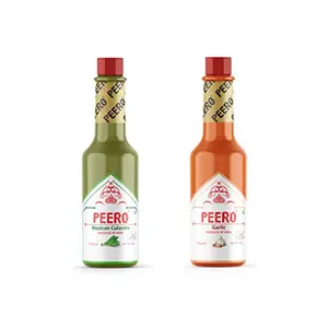 PEERO HOT Sauce Combo (Mexican CULANTRO + Garlic) (2 Bottle) (60gm X 2= 120 gm)Original Indian Hot Sauce Bottle