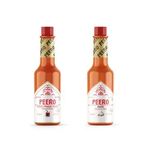 PEERO HOT Sauce Combo (Garlic + RED Cherry Pepper)(Pack of 2 Bottles) (60gm X 2= 120 gm) Produce of Sikkim Chilli Spicy Fire Ghost Chilli Original Indian Hot Sauce Bottle