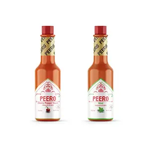 PEERO HOT Sauce Combo (Mint + Cherry Pepper)(Pack of 2 Bottles) (60gm X 2= 120 gm) Original Indian Hot Sauce Bottle