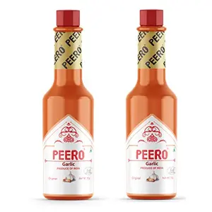 PEERO HOT Sauce Garlic (Pack of 2 Bottle) (60 gm X 2 = 120 gm) Original Indian Hot Sauce Bottle