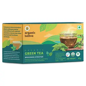 Organic Tattva Organic Premium Assam Green Tea 20 Tea Bags | All Natural Flavour Zero Calories - Boosts Metabolism & Reduces Waist