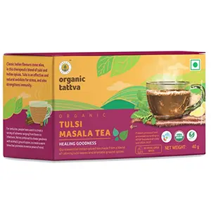 Organic Tattva Organic Tulsi Masala Tea / Chai 20 Tea Bags | With Benefits of Green Tea and Unique Spices