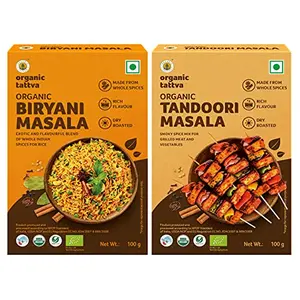 Organic Tattva Biryani and Tandoori Ready to Cook Masala (Spice) Blends 200 Gram | Rich in Flavor Dry Roasted and Prepared from Whole Spices |