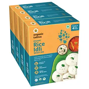Organic Tattva Organic Rice Idli / Idly Instant Ready Mix 800 Gram | Rich in Protein and Fibre NO Cholesterol NO Trans-Fat | with Benefits of Rock Salt and Sunflower Oil | Ready in 5 Easy Steps
