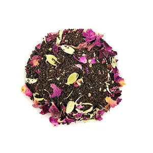Dancing Leaf Kesar Rose Chai |Assam Black Tea Saffron Cardamom and Rose Petals | Premium Milk Tea | 100gms / 40cups