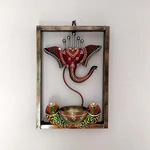 Wall Decorative Metal Musicians Wall Hanging Showpiece Cum Tealight Holder in Frame for Home Decor Decorative Showpiece - 29 cm (Iron Multicolor)
